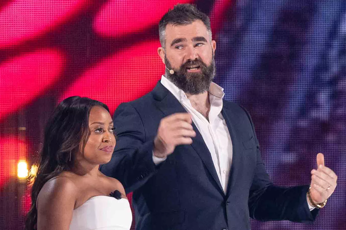 Jason Kelce the former Philadelphia Eagles center, 36, celebrated his official welcome by embracing and lifting Abbott Elementary’s Quinta Brunson into the air as she introduced him at the Disney upfront
