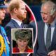 Prince Harry attended St Paul’s Cathedral with his mother Diana’s relatives while the King and Queen hosted a garden party.