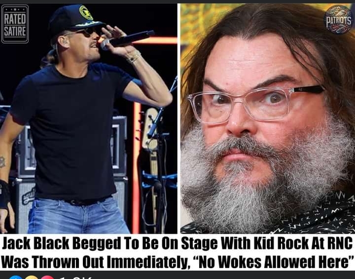 Breaking News : Jack Black Begged To Be On Stage With Kid Rock At RNC, Was Thrown Out Immediately, “No Wokes Allowed Here”